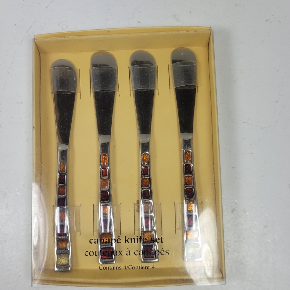 Stainless Steel Canapé Knife Set with Colorful Handles